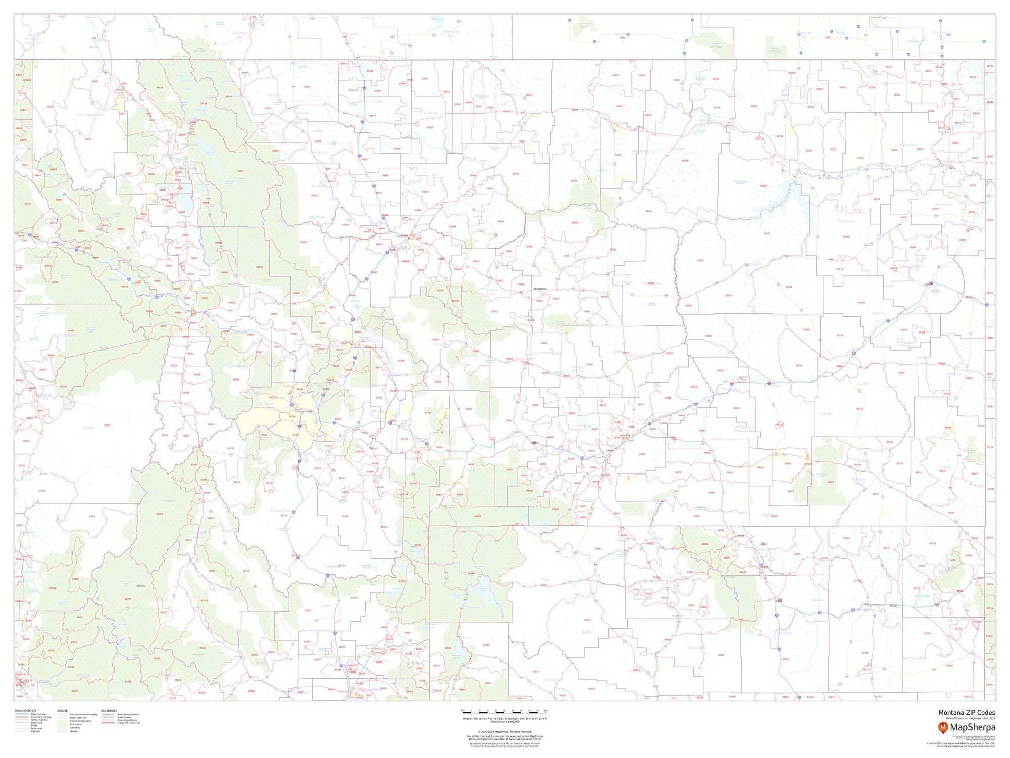 Montana ZIP Code Map Montana ZIP Code Map