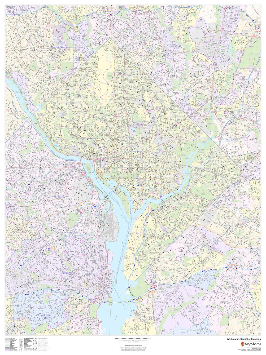 Washington, District of Columbia - Portrait Wall Map Washington, District of Columbia - Portrait Wall Map