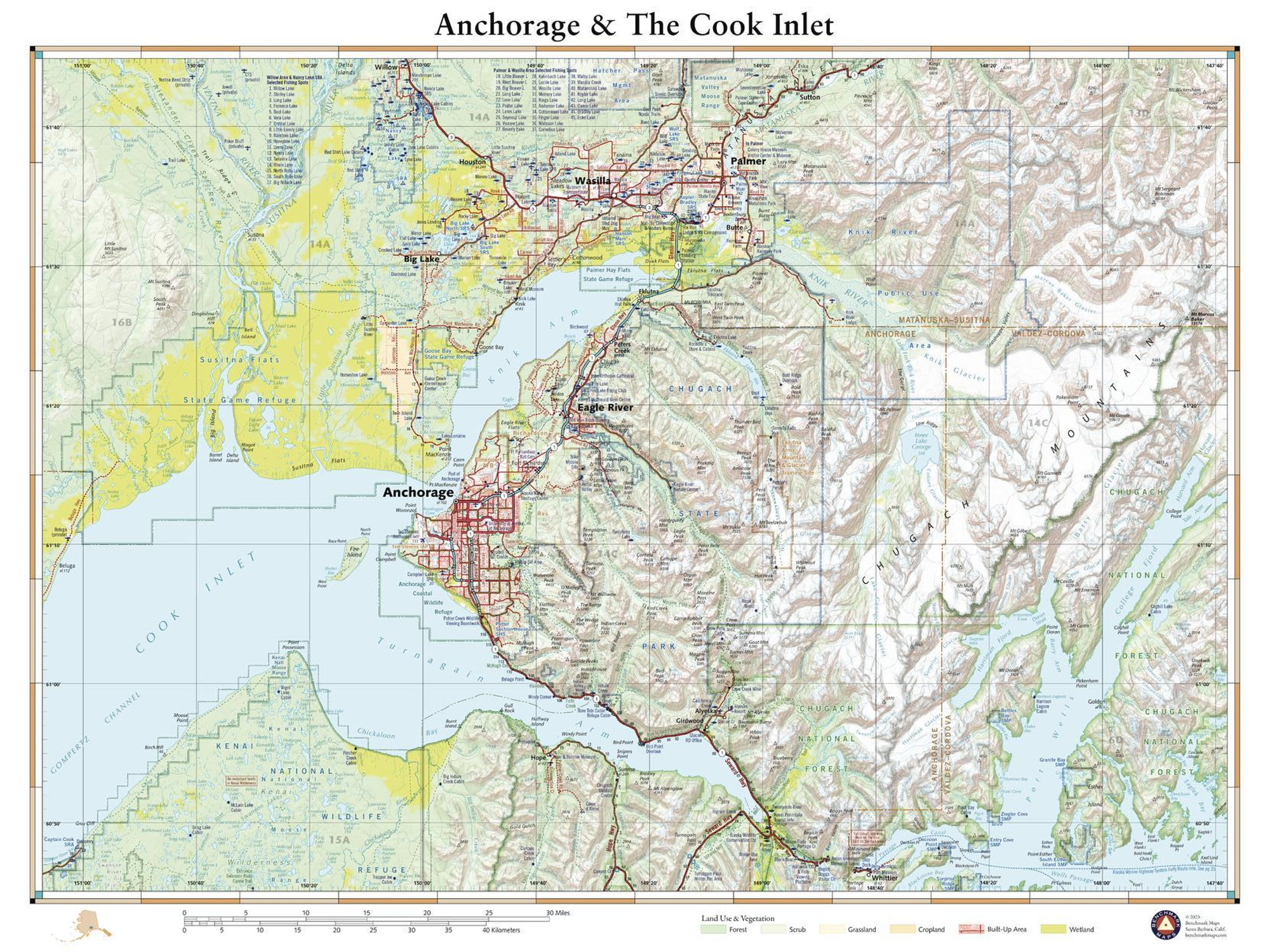 Anchorage and The Cook Inlet Wall Map
