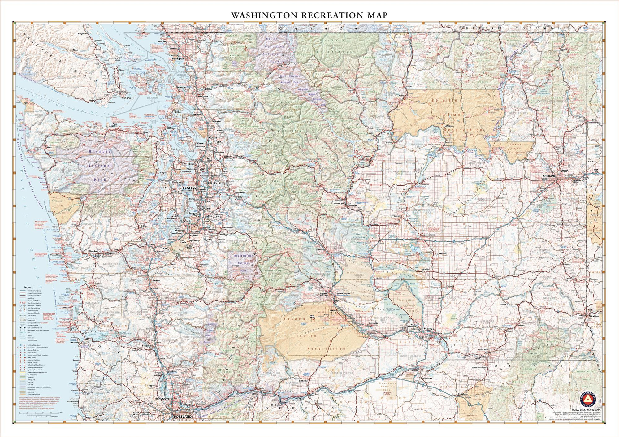 Washington Recreation Wall Map