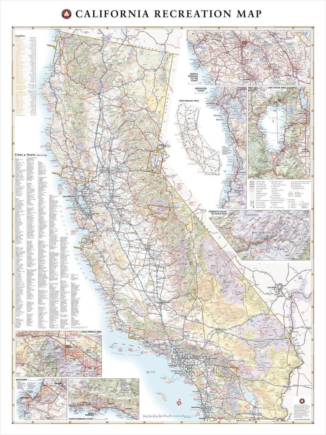 California Recreation Wall Map California Recreation Wall Map