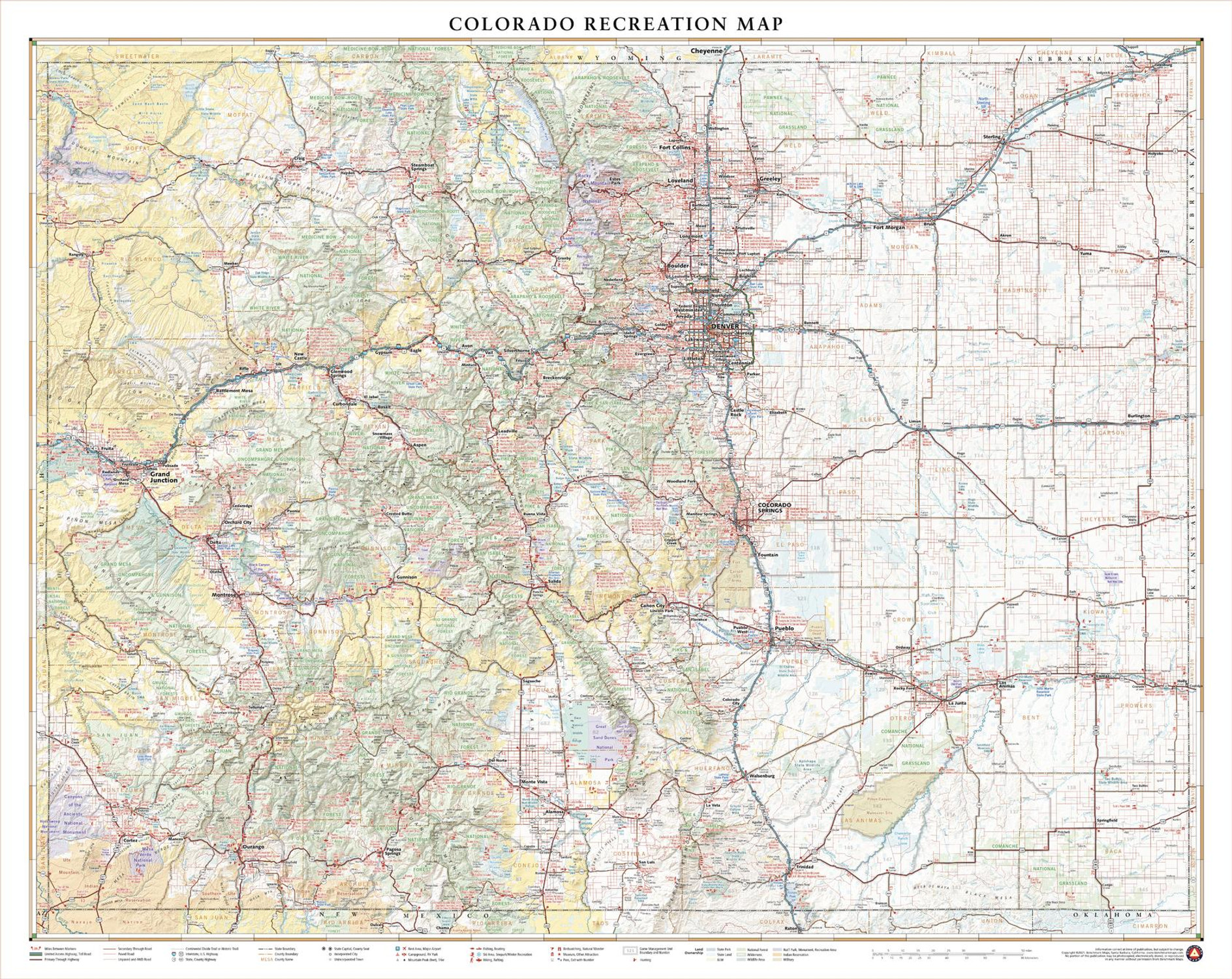 Colorado Recreation Wall Map Colorado Recreation Wall Map
