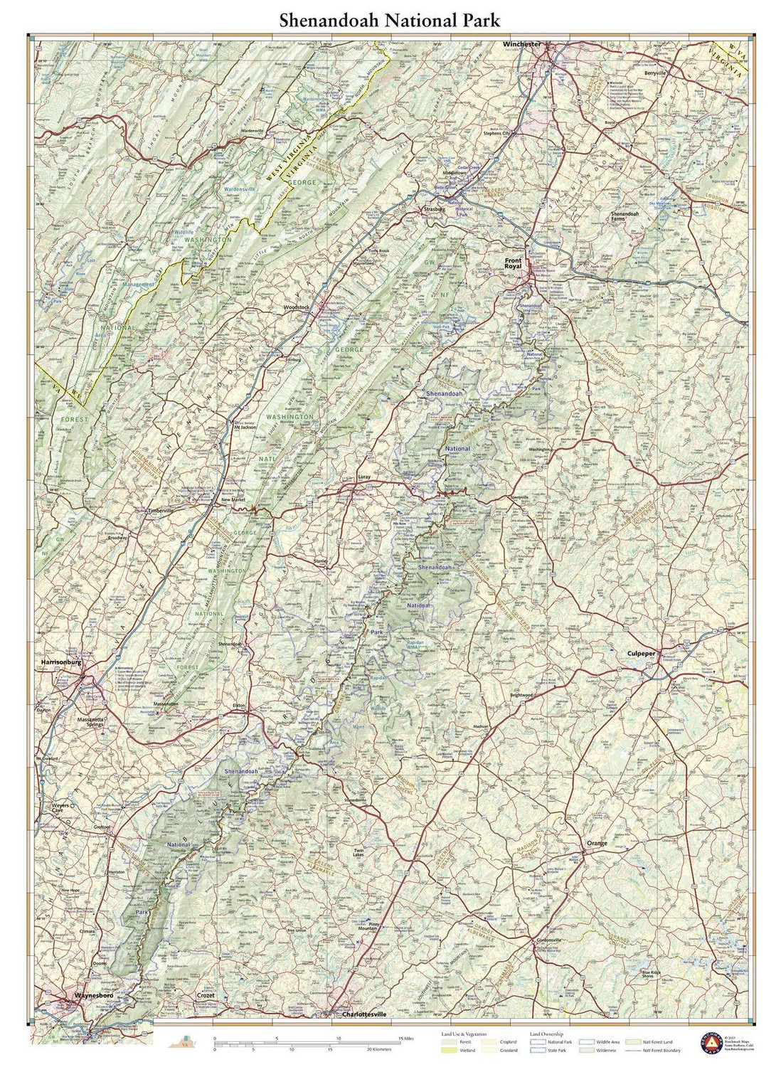 Shenandoah National Park Wall Map Shenandoah National Park Wall Map