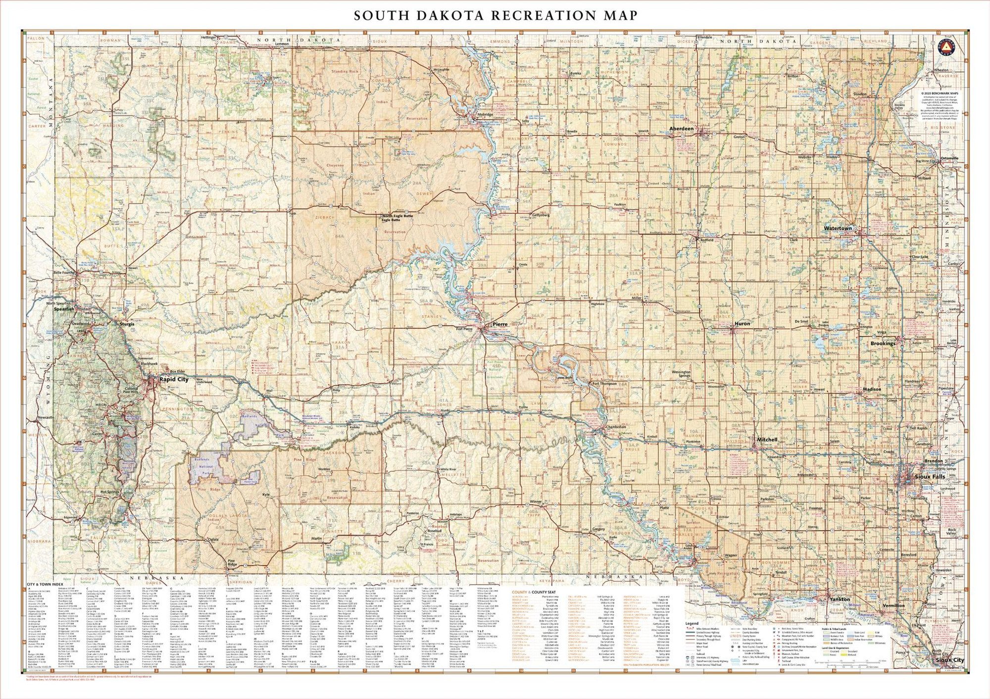 South Dakota Recreation Wall Map South Dakota Recreation Wall Map