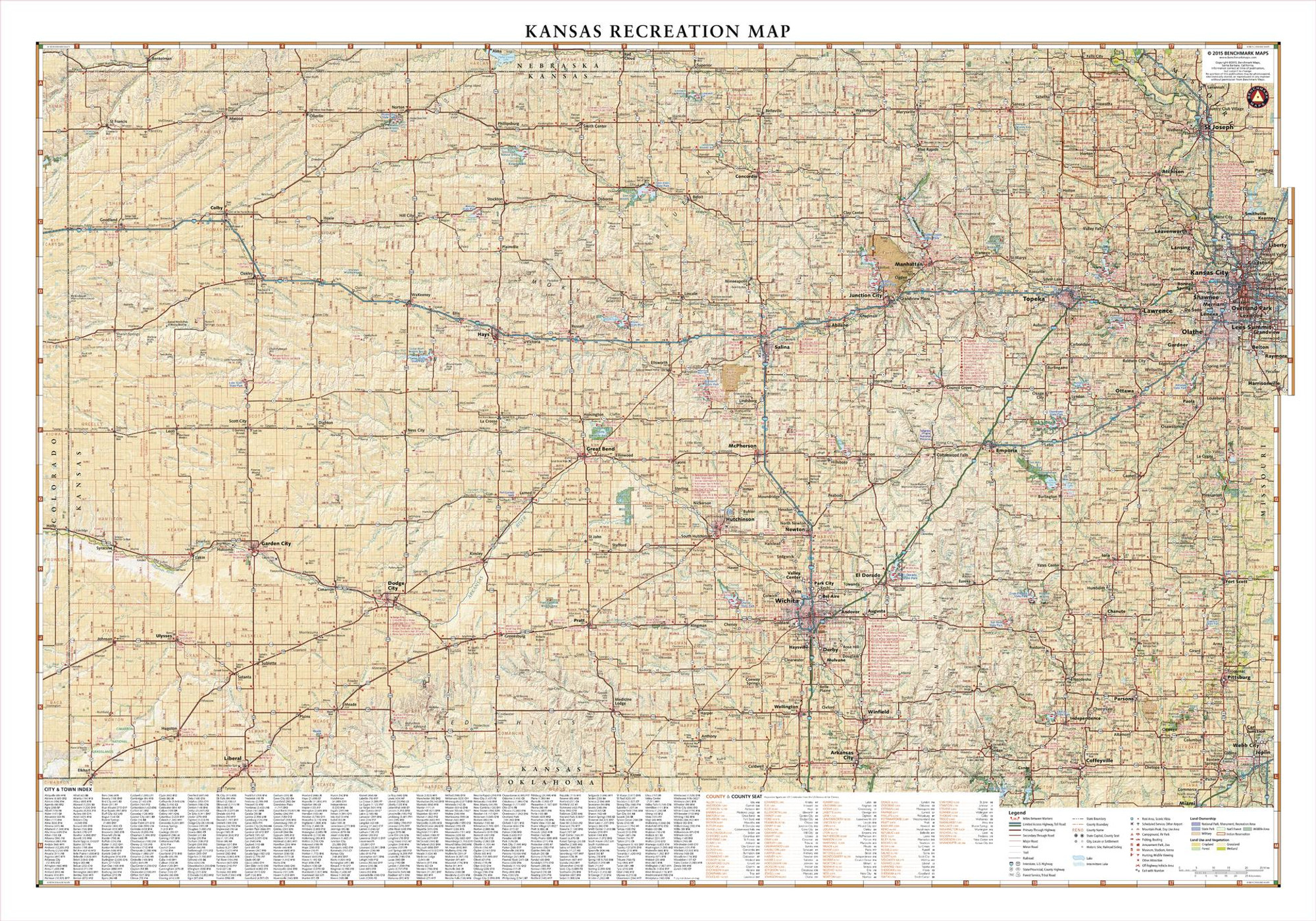Kansas Recreation Wall Map Kansas Recreation Wall Map