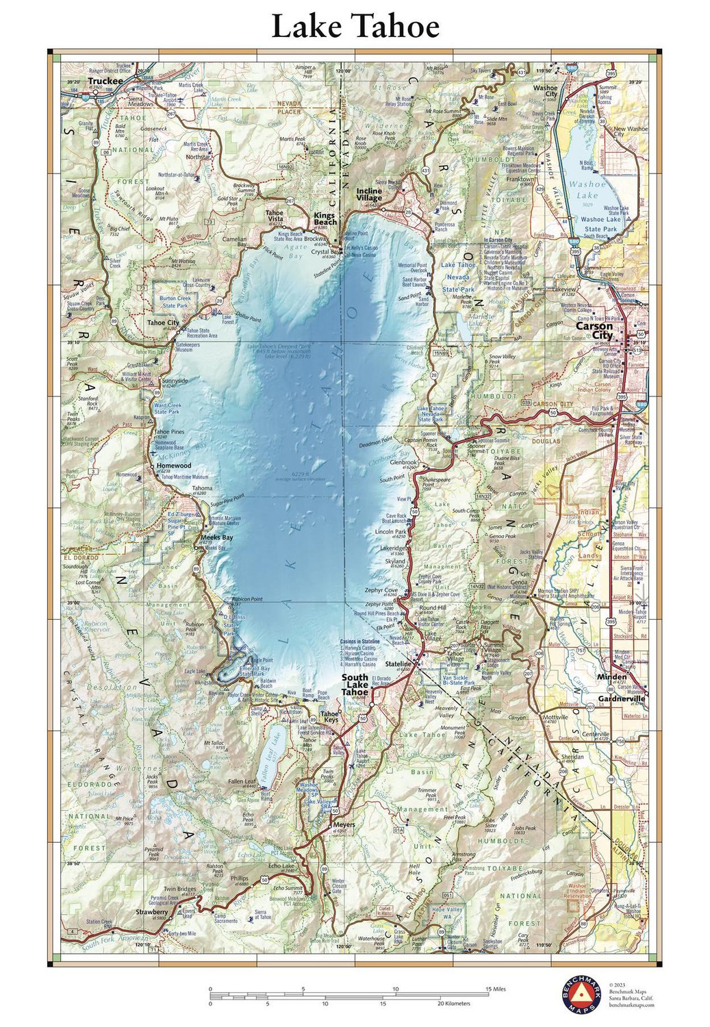 Lake Tahoe Wall Map Lake Tahoe Wall Map