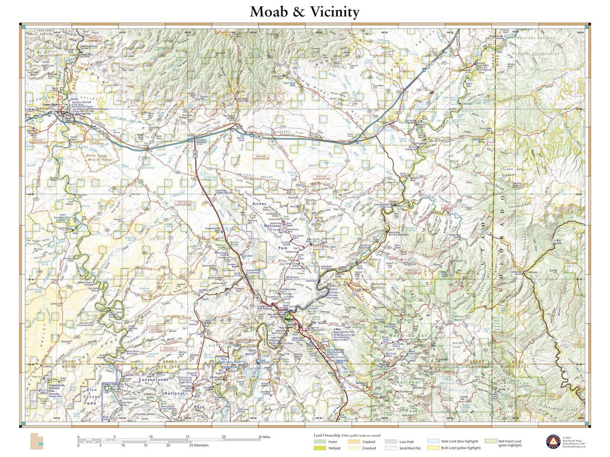 Moab Utah Wall Map Moab Utah Wall Map