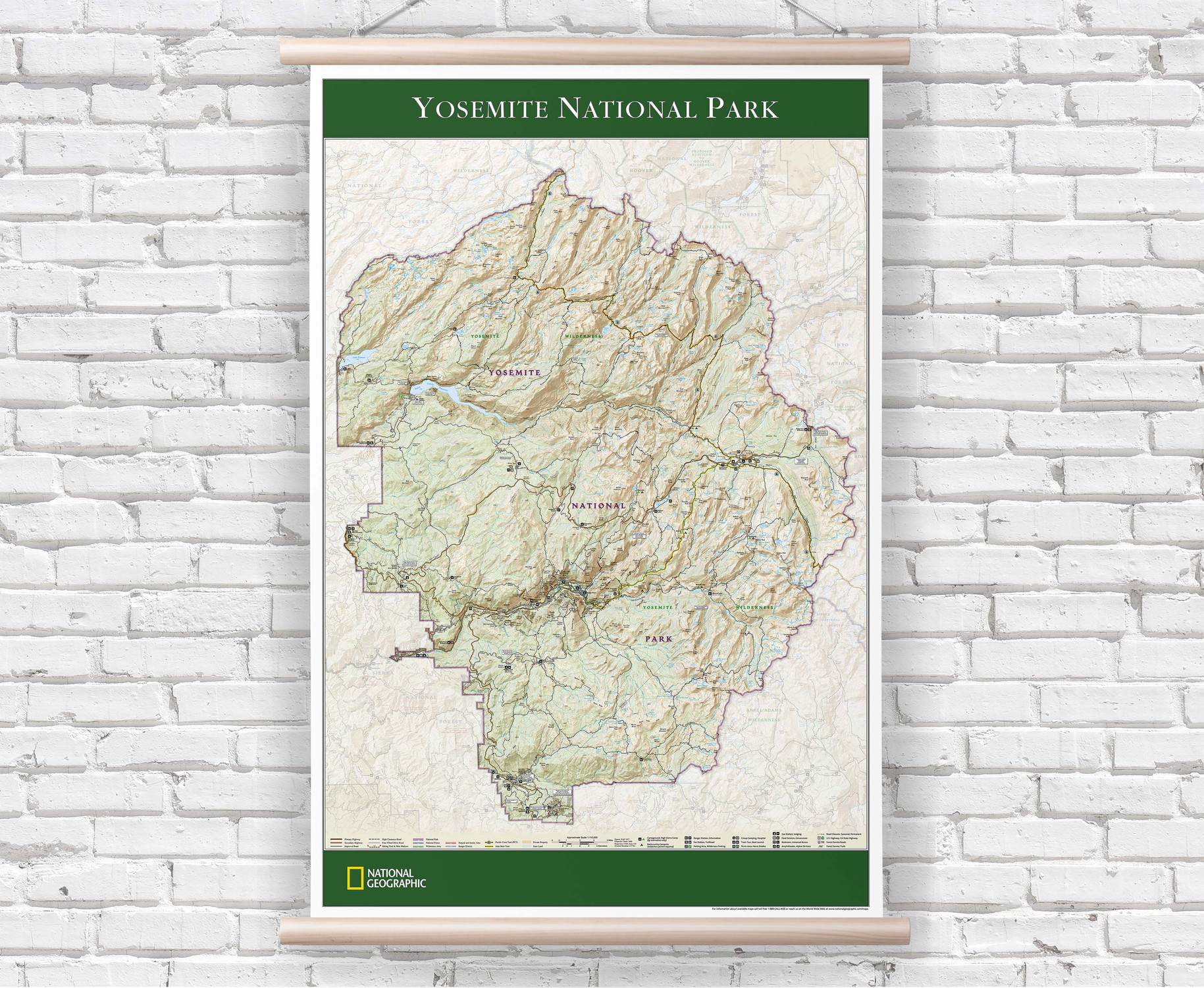 Yosemite National Park Wall Map - National Geographic Trails Illustrated Yosemite National Park Wall Map - National Geographic Trails Illustrated
