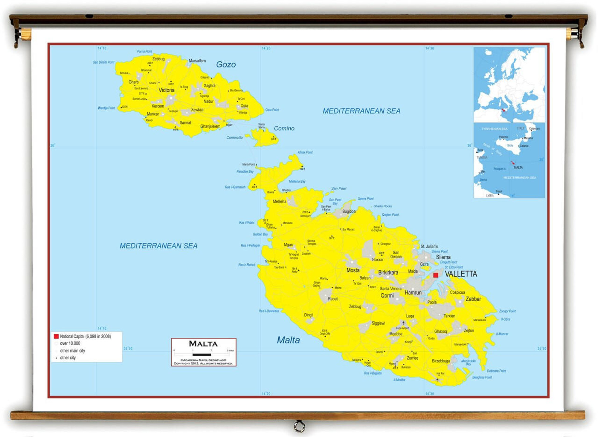 Malta Political Educational Map from Academia Maps, image 1, World Maps Online