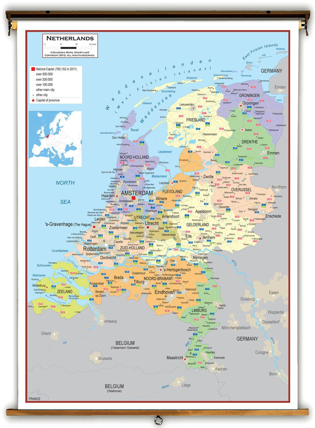 Netherlands Political Educational Map from Academia Maps, image 1, World Maps Online