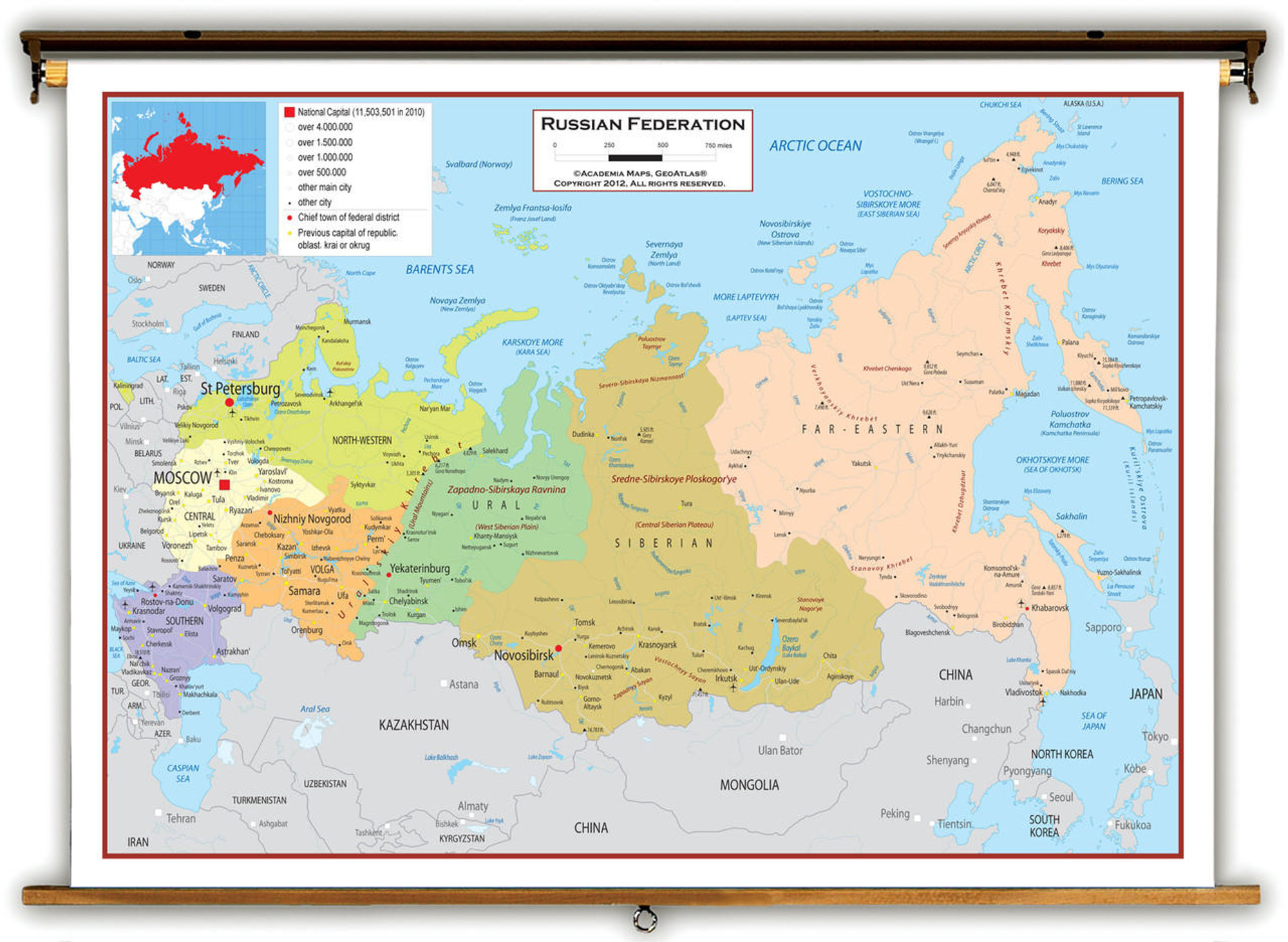 Russia Political Educational Map from Academia Maps, image 1, World Maps Online
