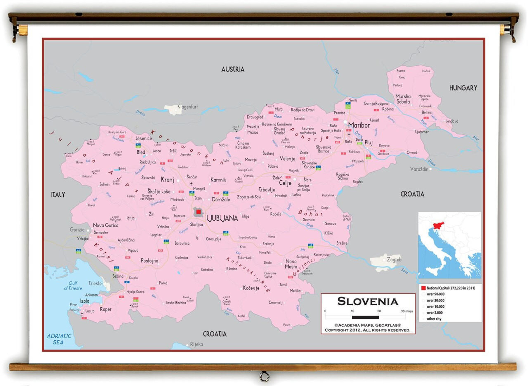Slovenia Political Educational Map from Academia Maps, image 1, World Maps Online