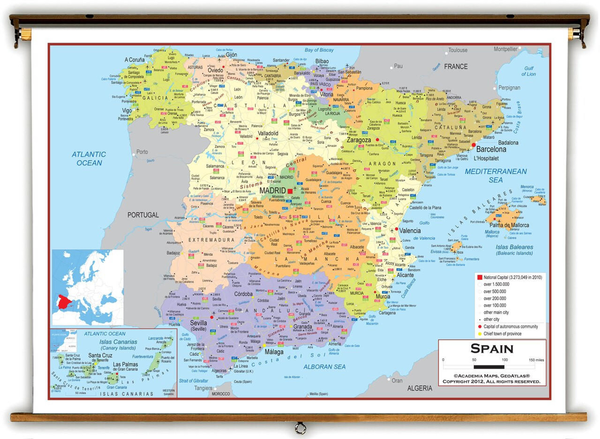 Spain Political Educational Map from Academia Maps, image 1, World Maps Online