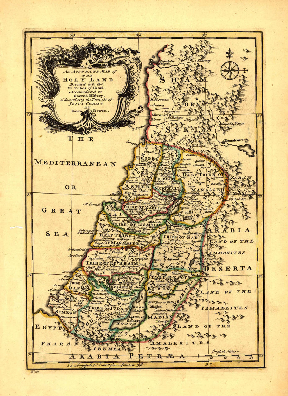 Historic Map - Palestine - 1752, image 1, World Maps Online