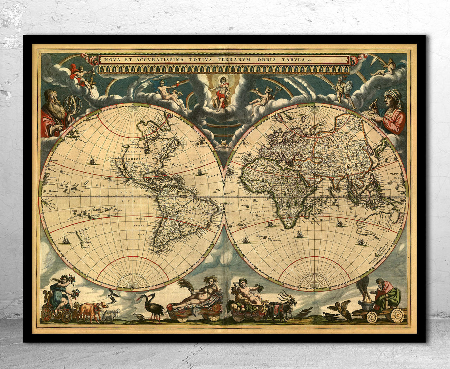 Historic Map - World - 1664 - Antique Map Print, image 1, World Maps Online