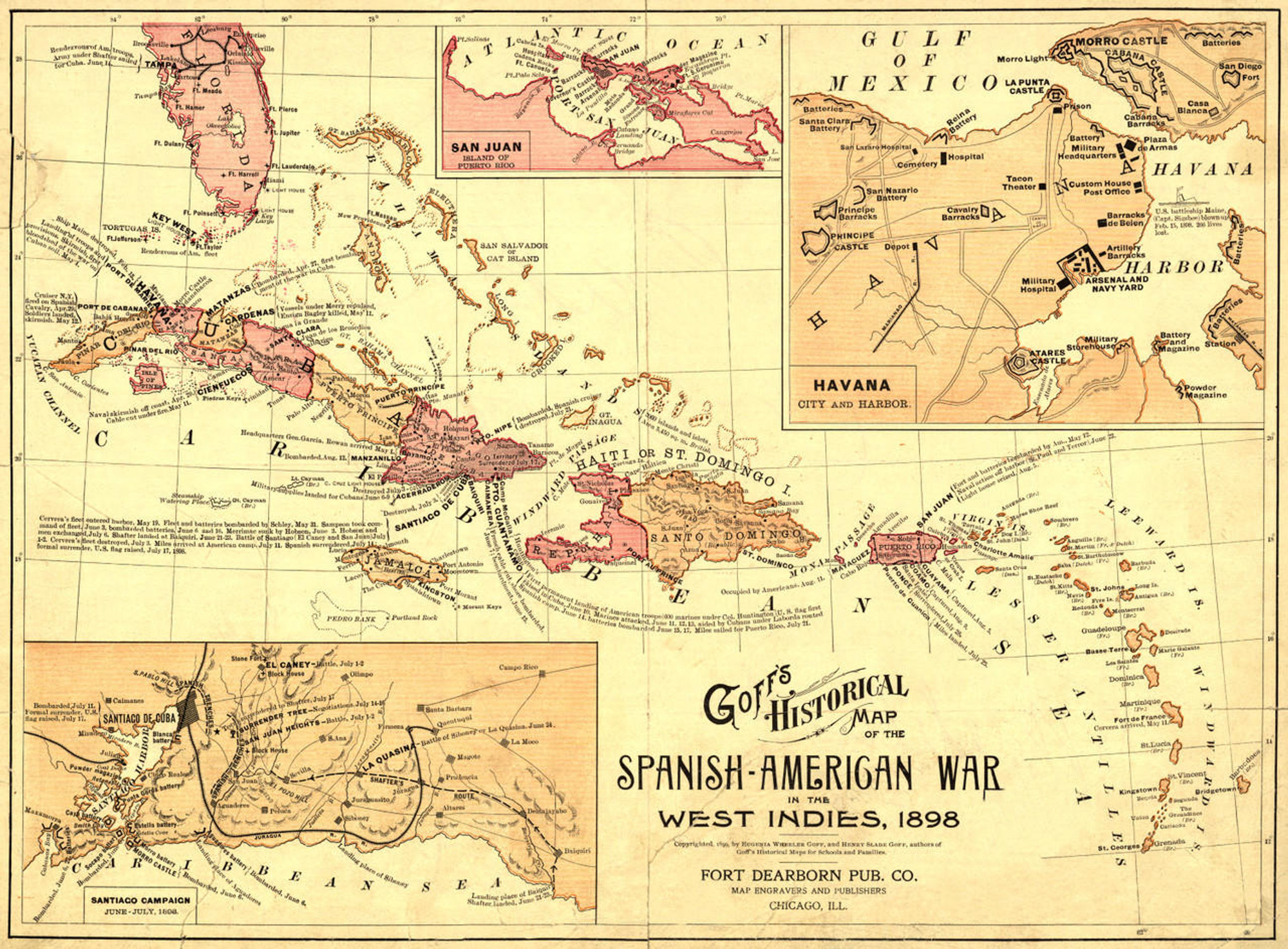 Historic Map - West Indies - Spanish-American War - 1898, image 1, World Maps Online