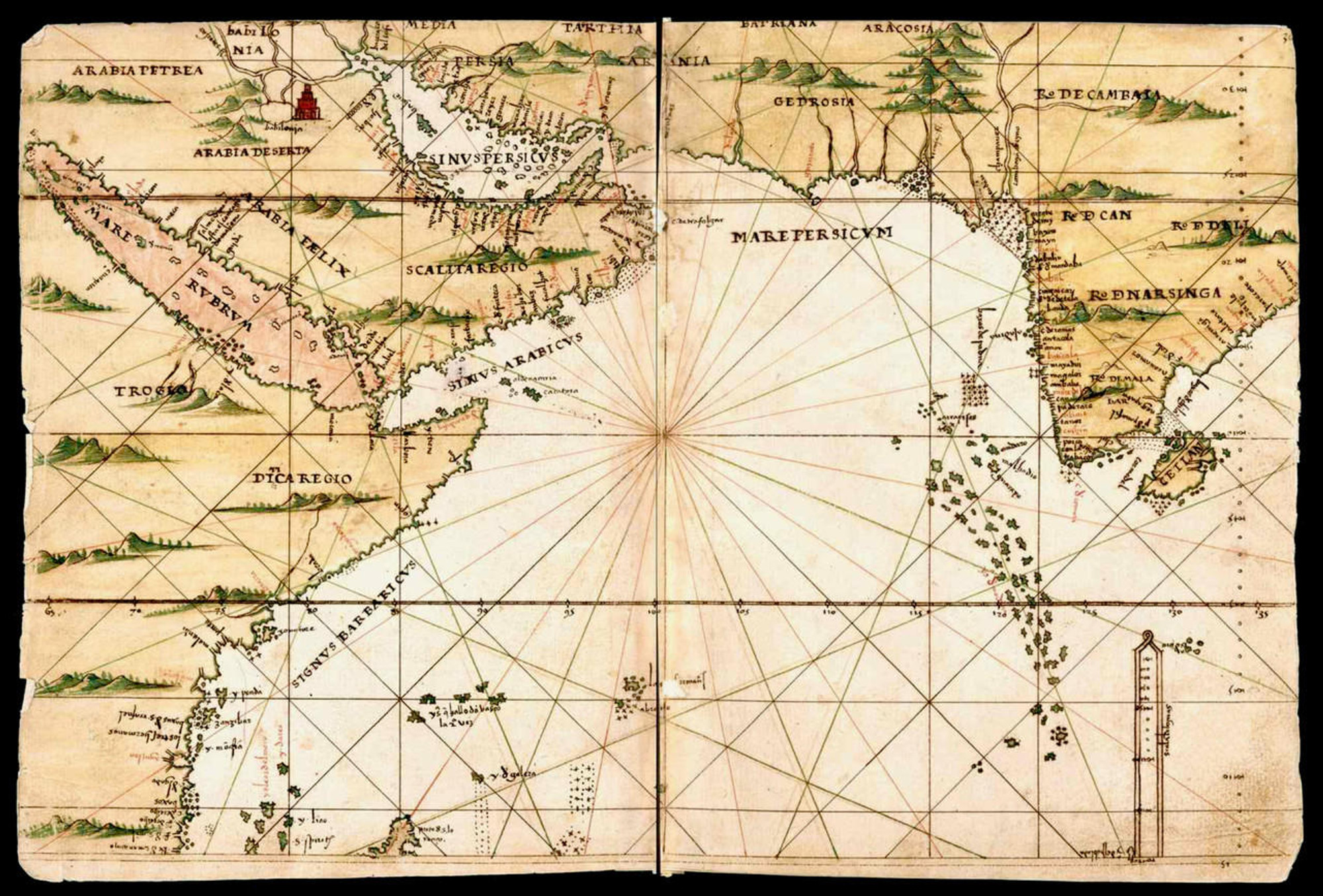 Historical Map of Arabia & India - General Atlas of All the Islands in the World - 1539, image 1, World Maps Online