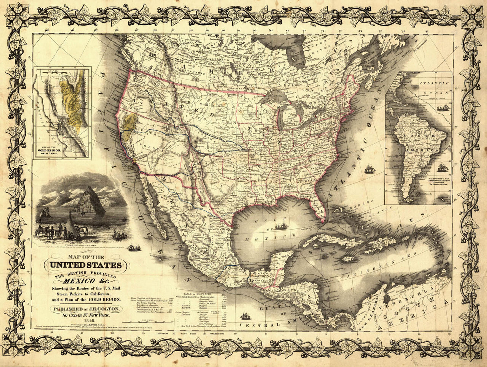 Historic Railroad Map of the United States - 1849, image 1, World Maps Online