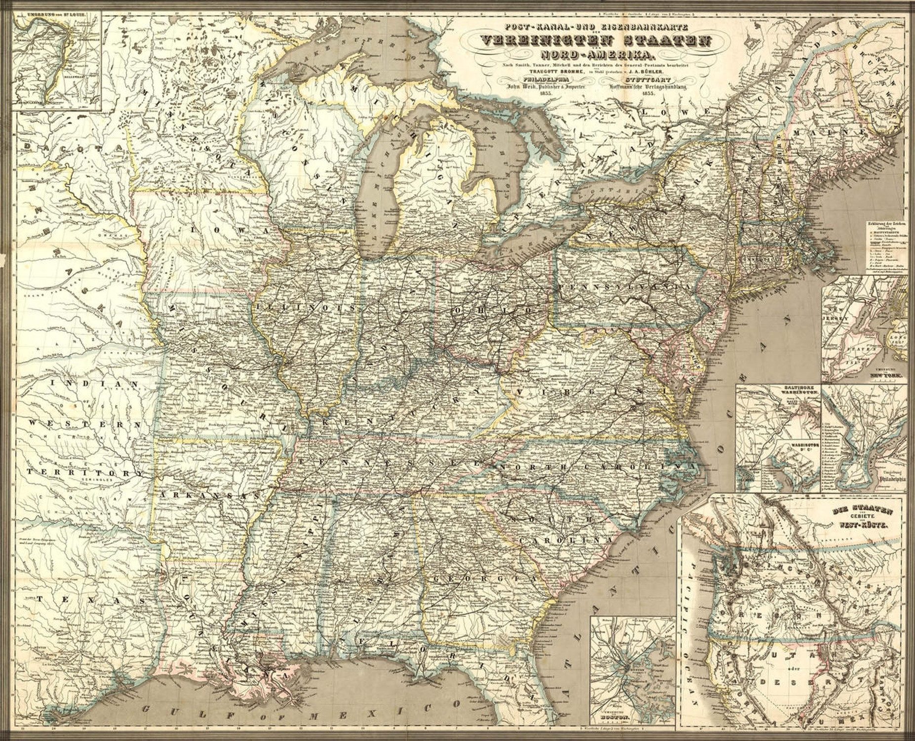 Historic Railroad Map of the United States - 1855, image 1, World Maps Online