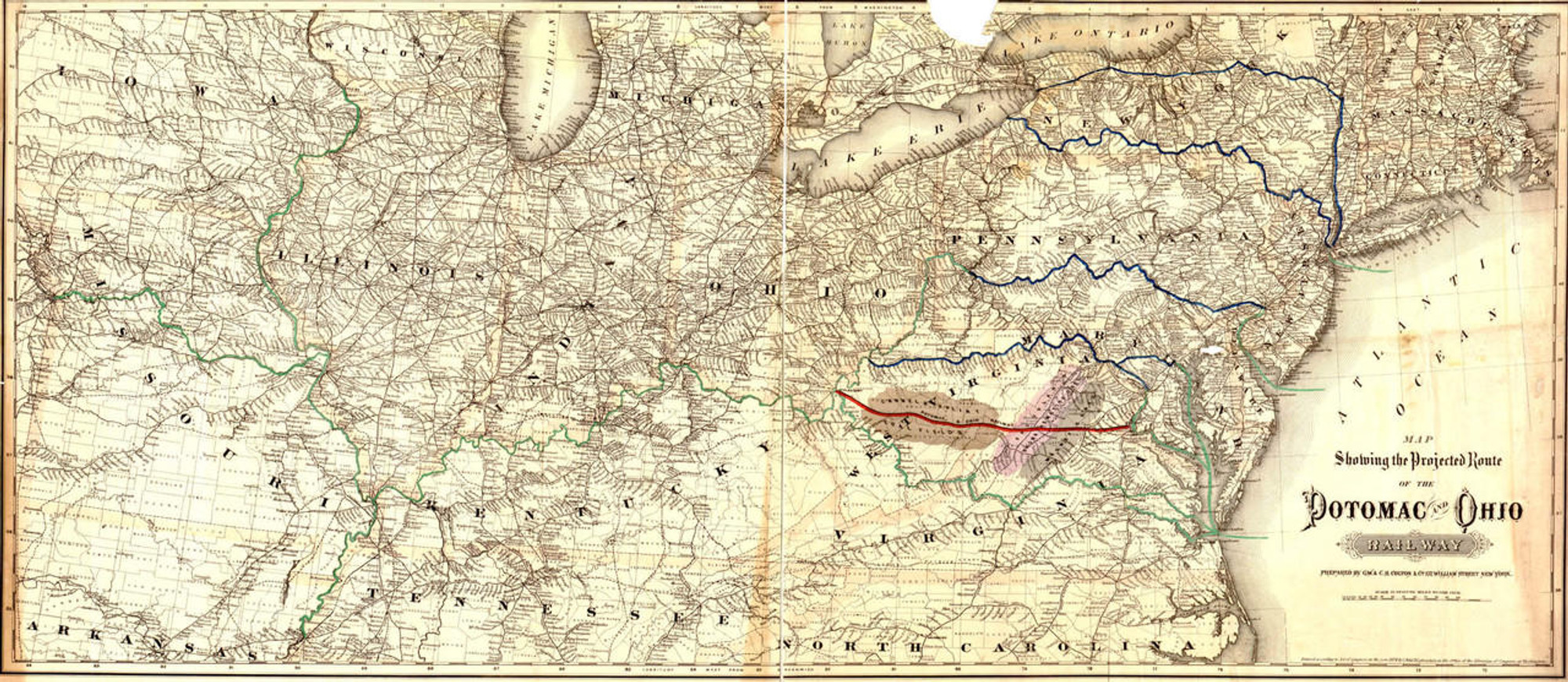 Historic Railroad Map of the Middle Atlantic States - 1874, image 1, World Maps Online