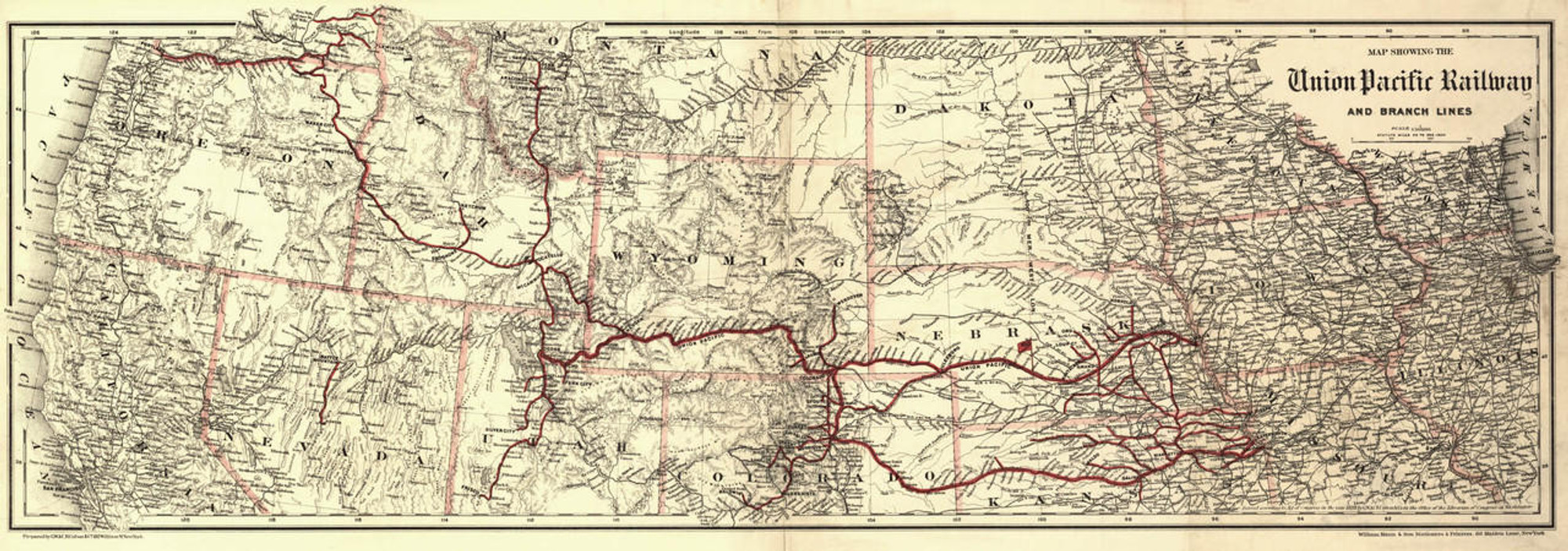 Historic Railroad Map of the Western United States - 1888, image 1, World Maps Online