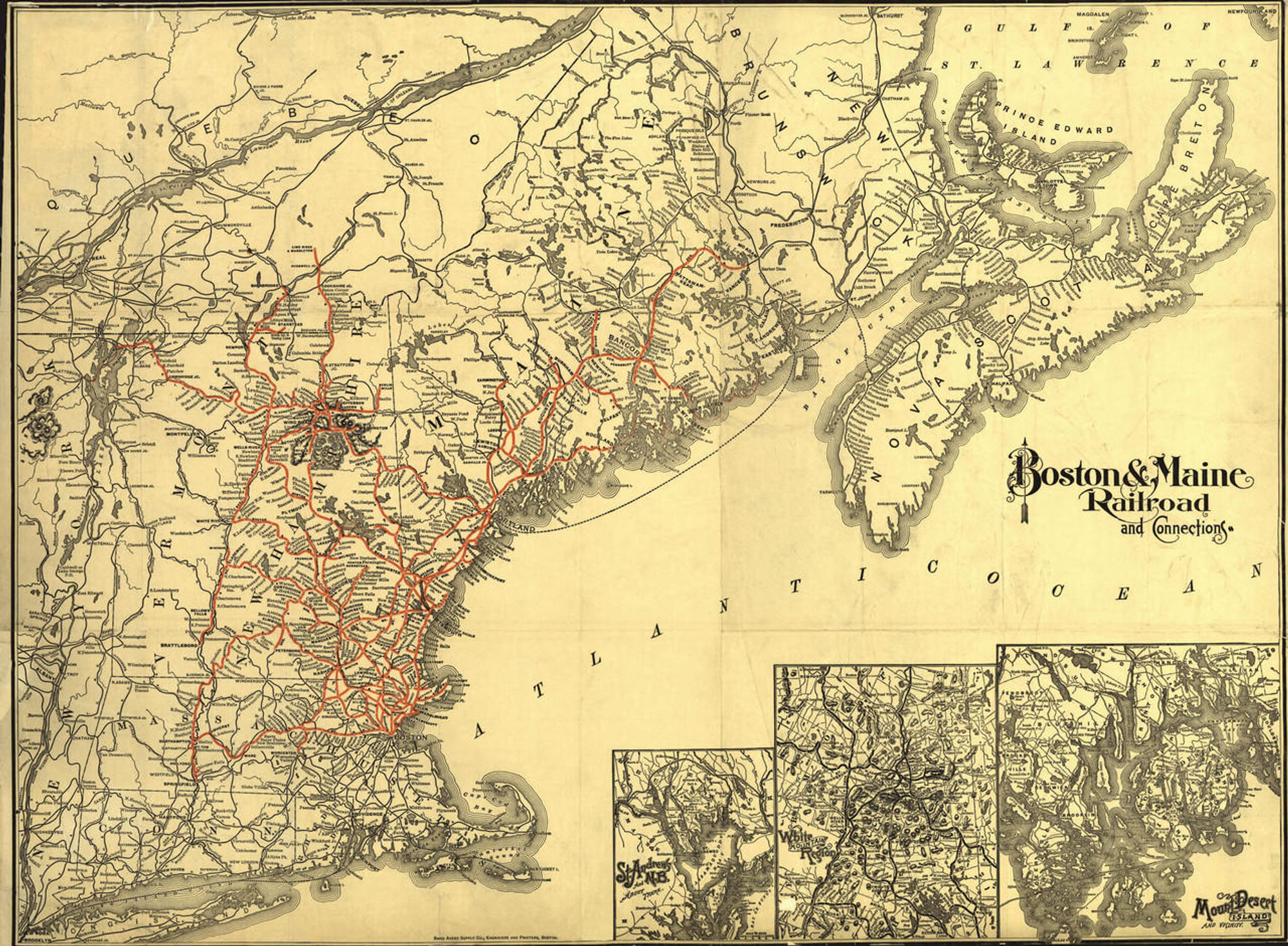 Historic Railroad Map of the Northeastern United States - 1898, image 1, World Maps Online