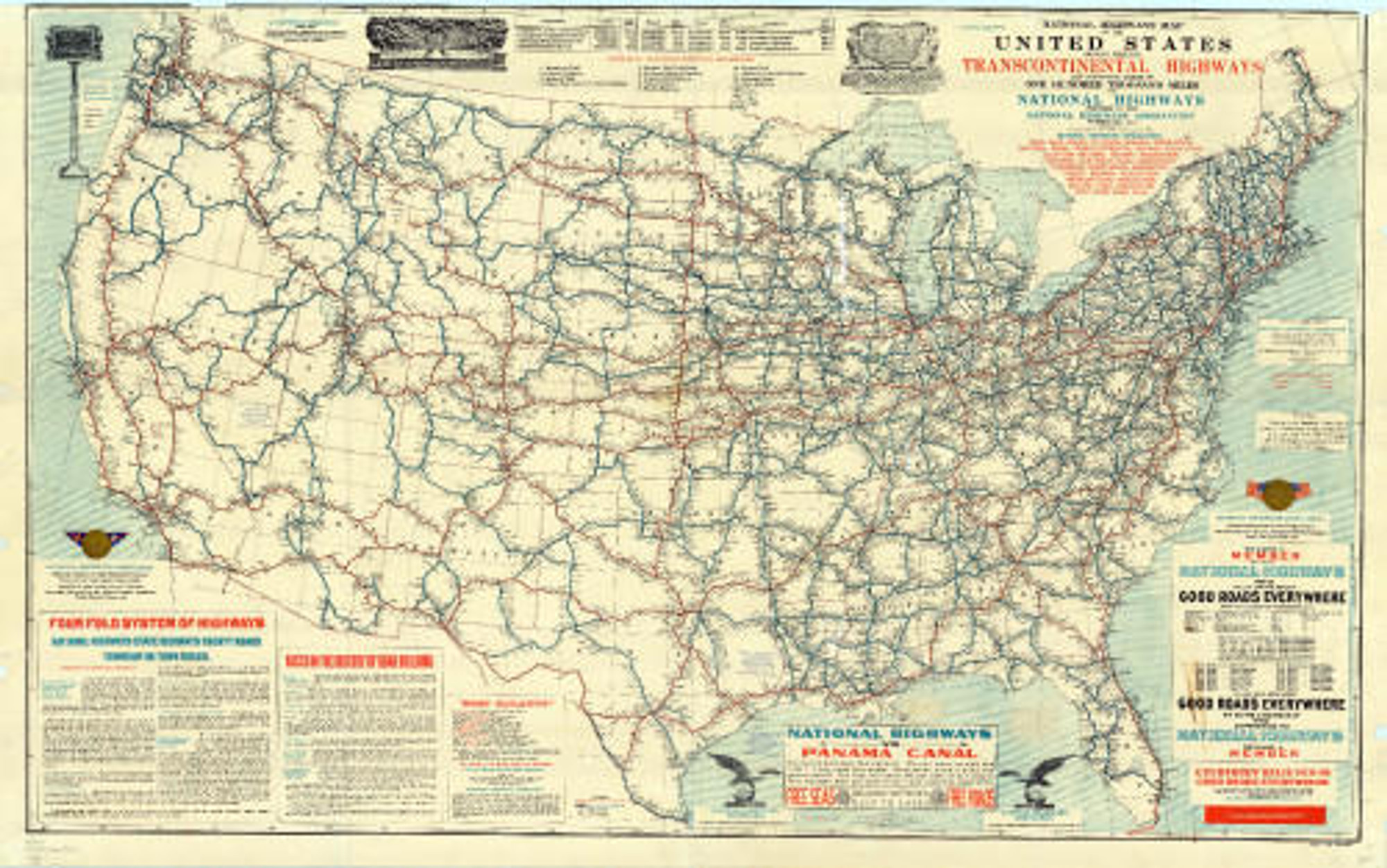 Historical Map of US Proposed Roads & Highways - 1915, image 1, World Maps Online