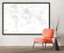 World Coloring Map for Kids -  Wall Map Print Framed