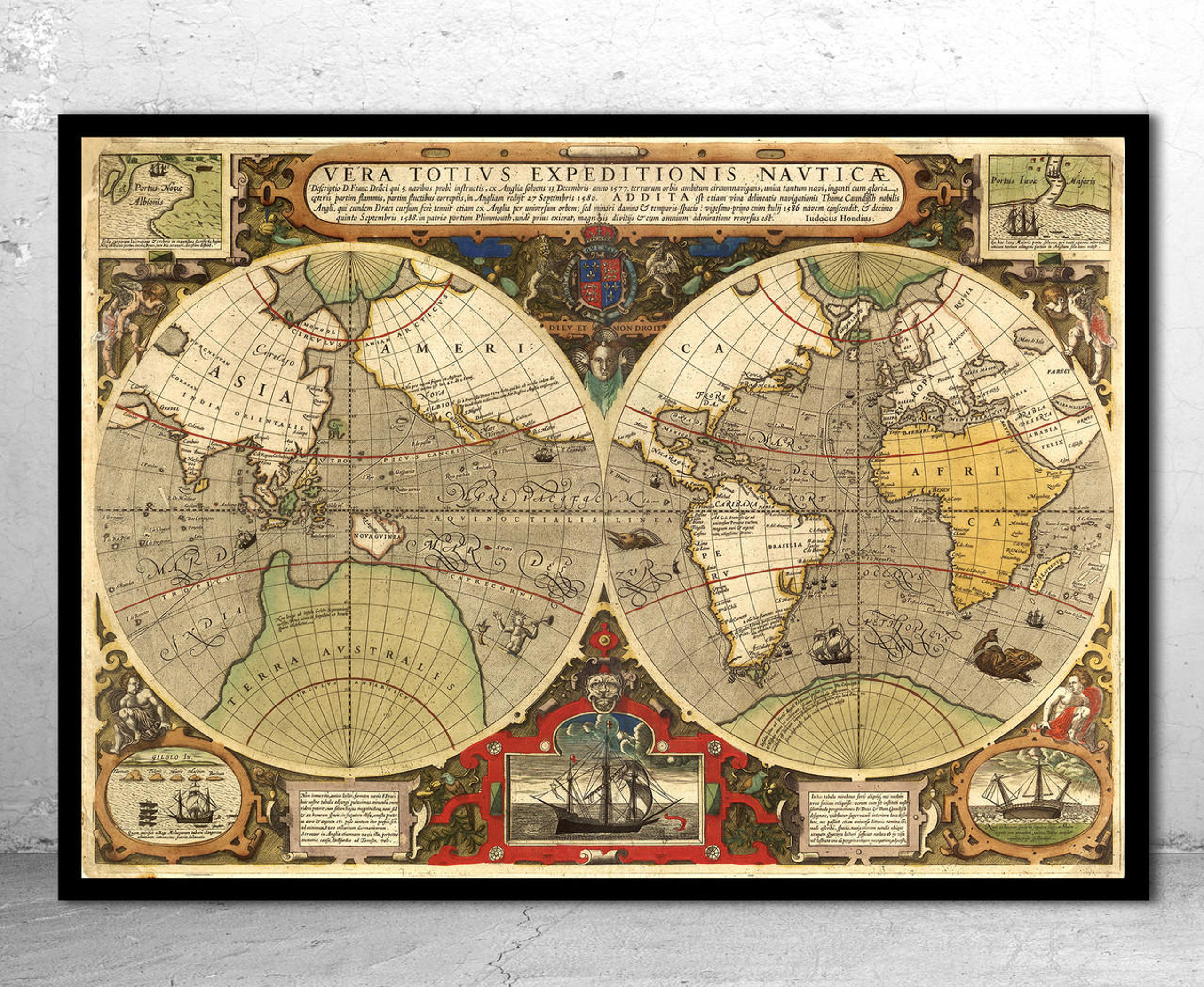 Old World Maps For Sale Historical Map Reproductions World Maps Online 1w Wo 1595 Old World Map Judocus Hondius Framed 66837 30078.1738364819 