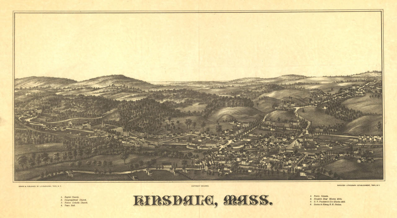 Historic Map Hinsdale, MA 1887 World Maps Online