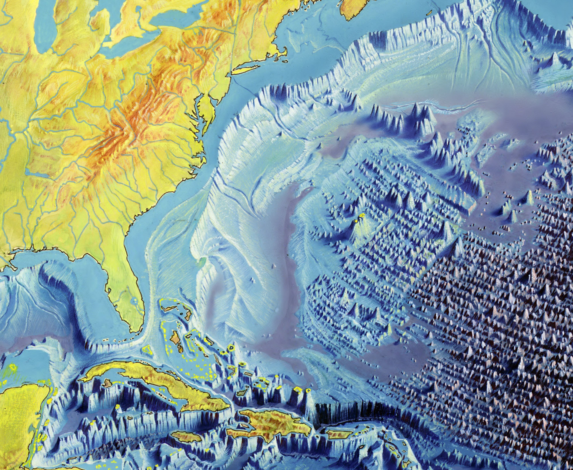 Vintage World Ocean Floor Map 1977 - Bathymetry Map by Heezen-Tharp ...