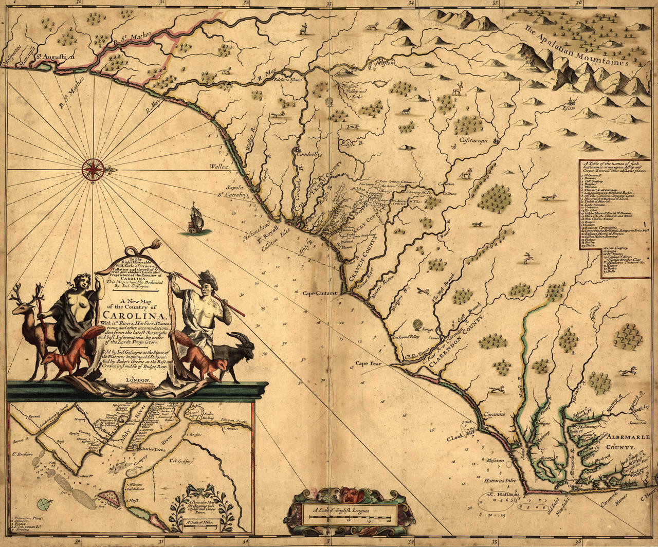 Historic Map - The Carolinas - 1682 | World Maps Online