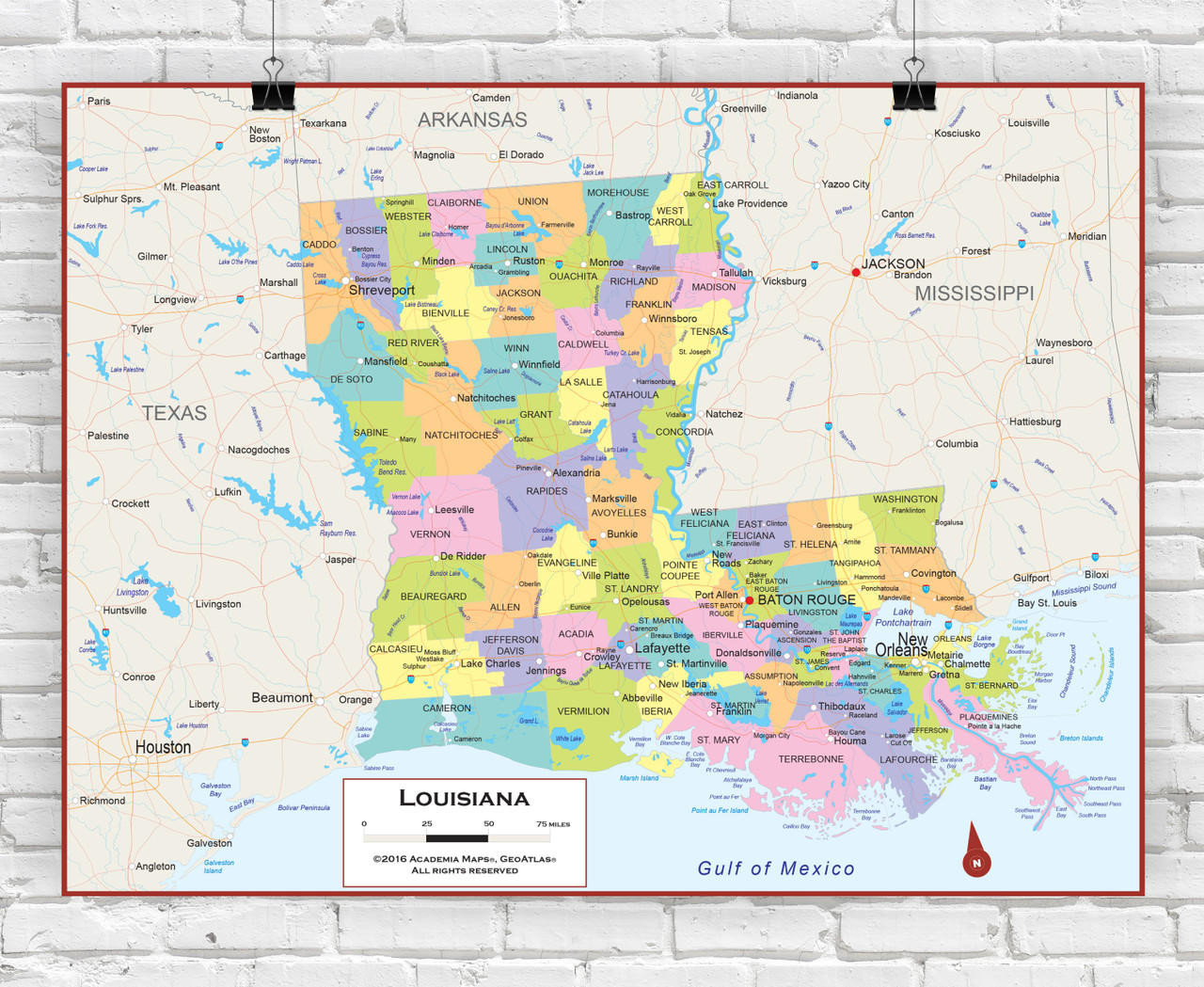 Mapquest Of Louisiana Louisiana State Political Wall Map 94051 