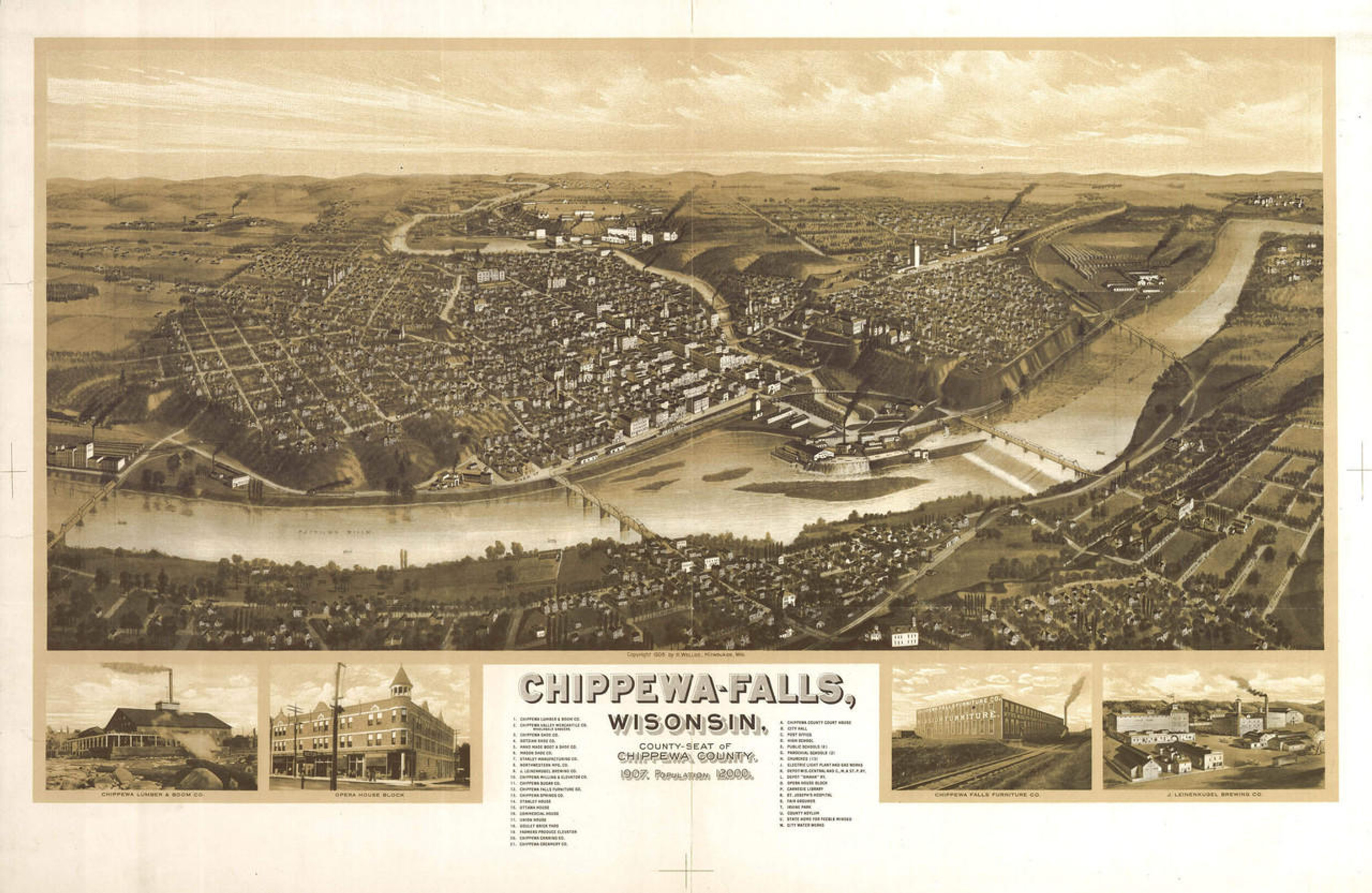 Historic Map Chippewa Falls WI 1906