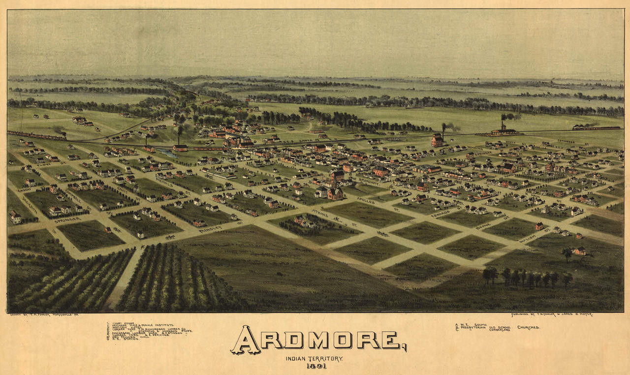 Historic Map Ardmore OK 1891 World Maps Online 1W OK AR 1891 31629 