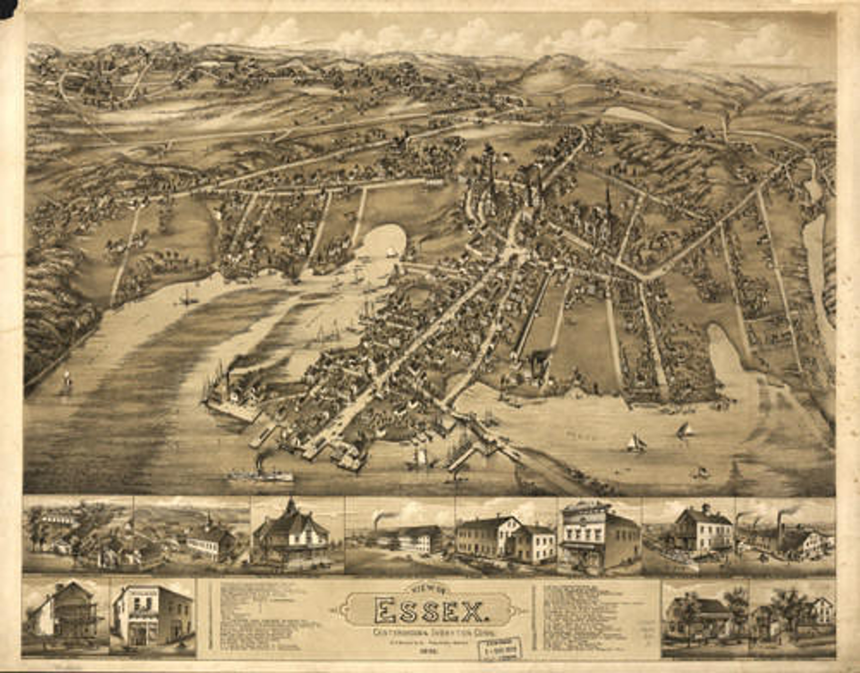 Historic Map - Essex, Centerbrook & Ivoryton, CT - 1881