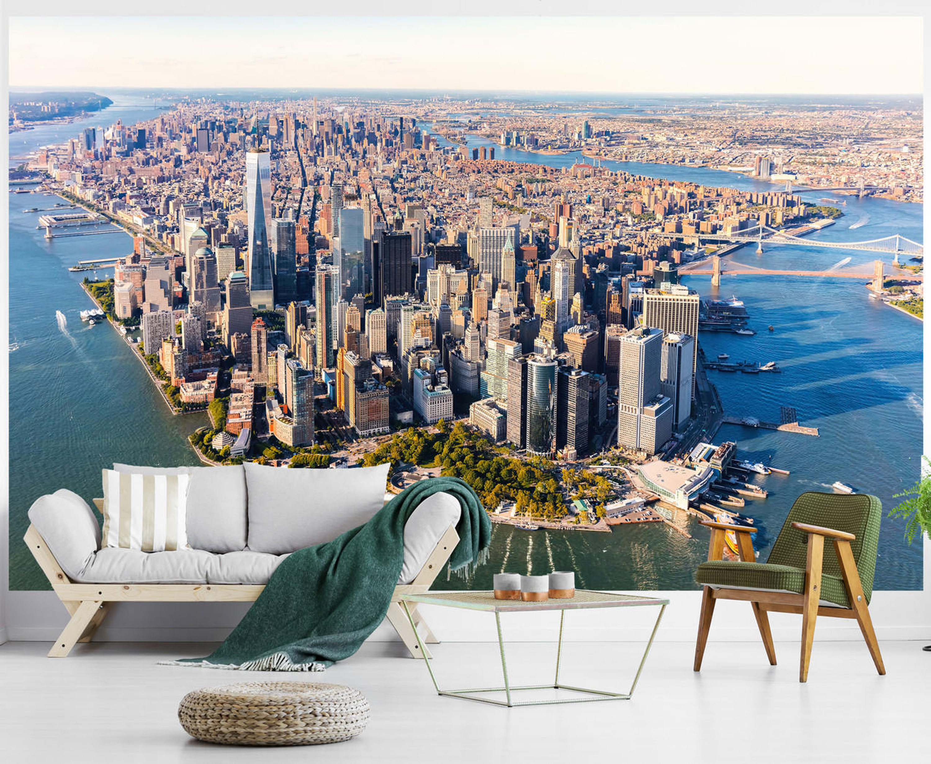 Aerial View of Lower Manhattan New York City Wall Mural