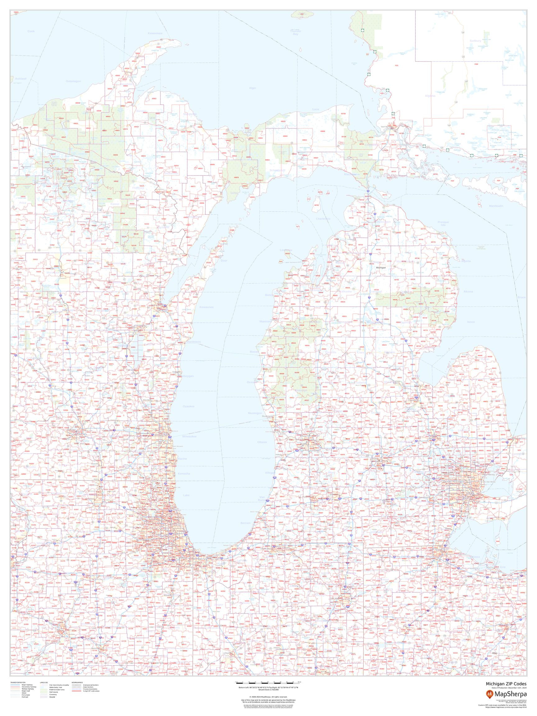 Michigan ZIP Code Map