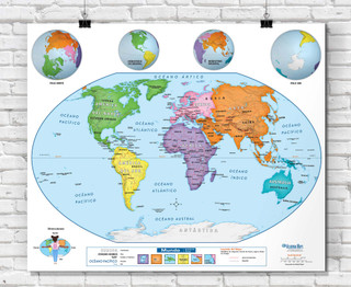 World Spanish Language Early Learner Classroom Wall Map Poster