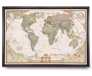 Push Pin World Map - National Geographic Executive Antique Oceans