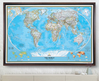 National Geographic Push Pin World Travel Map - Classic Blue Ocean 