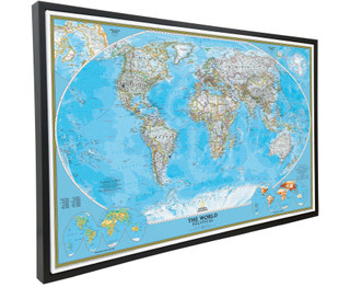 National Geographic Push Pin World Travel Map - Classic Blue Ocean 