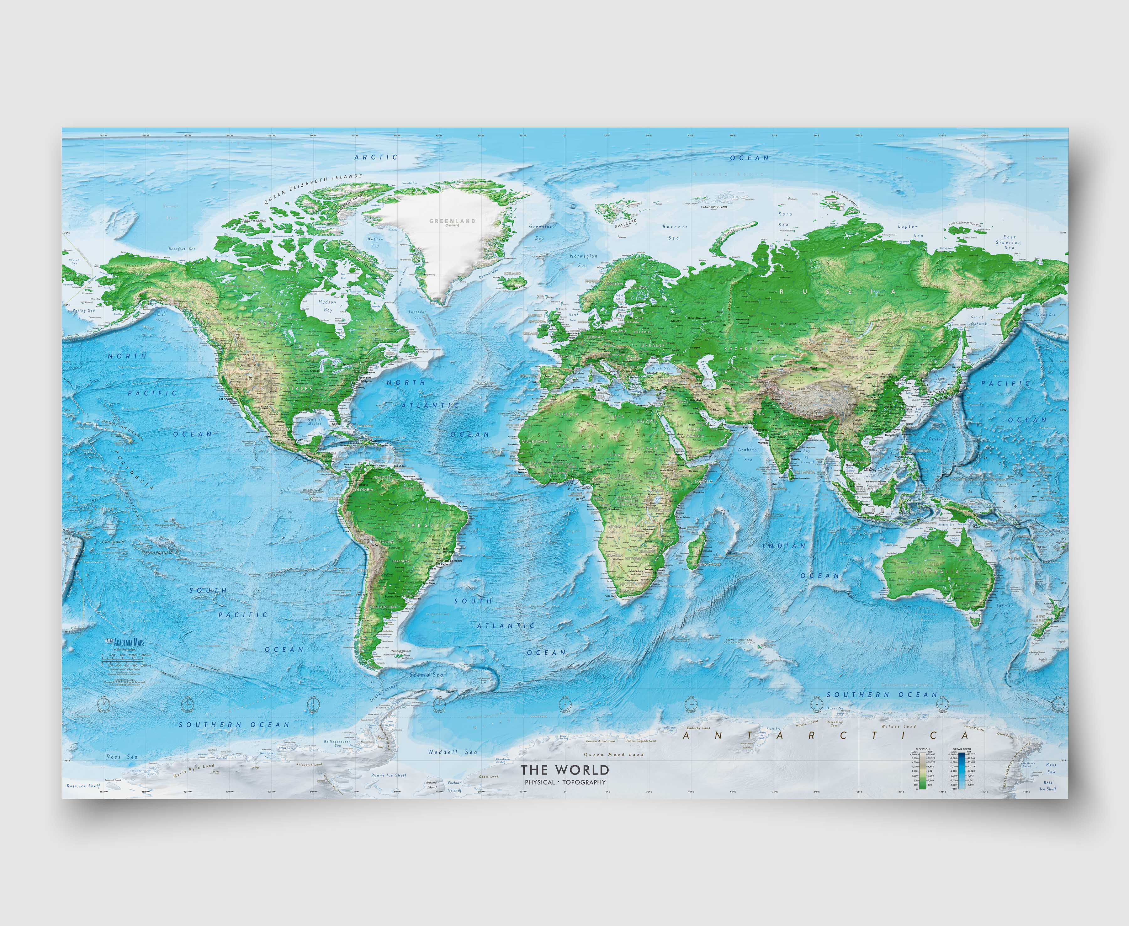 Detailed World Physical Wall Map | Large Map Poster Archival Paper Print