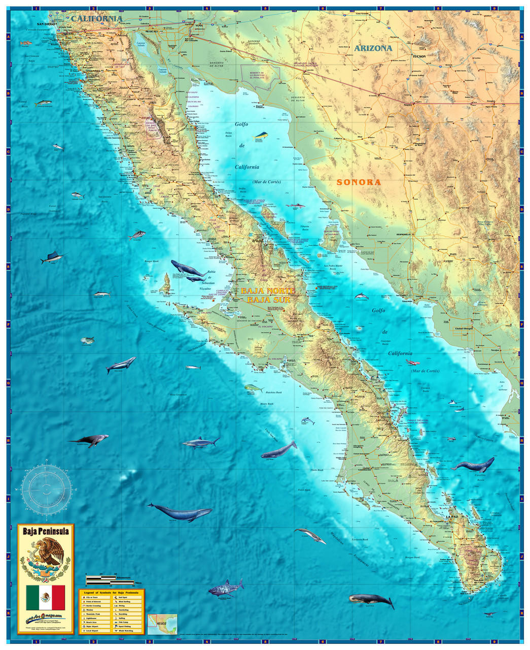 Baja California Wall Map by Compart Maps, image 2, World Maps Online