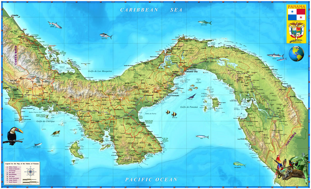 Panama Wall Map by Compart Maps, image 2, World Maps Online