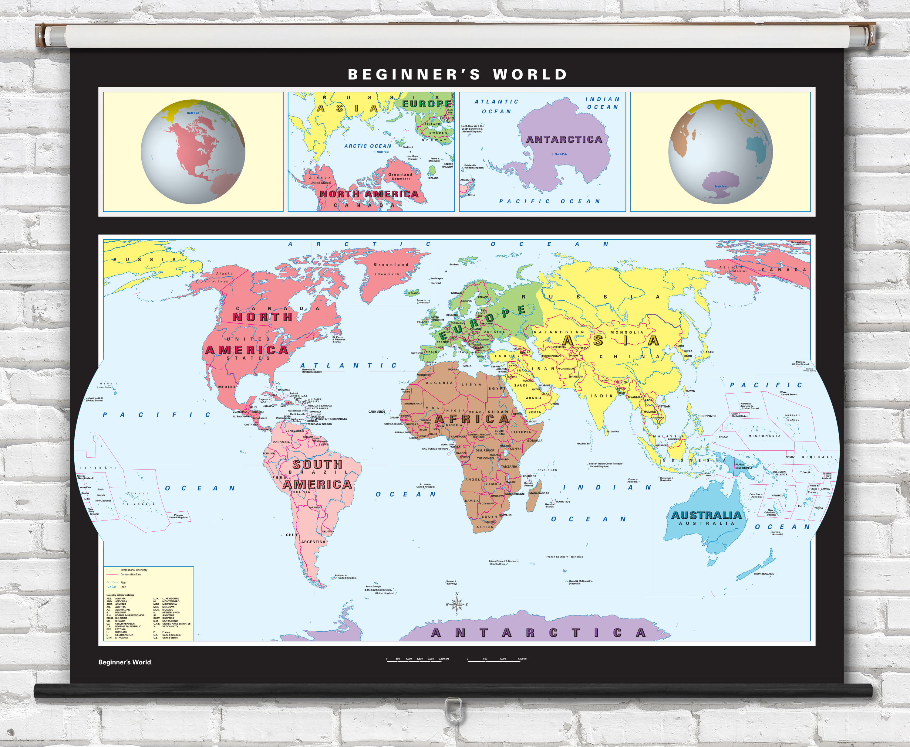 Beginner's World Map on Spring Roller from Klett-Perthes