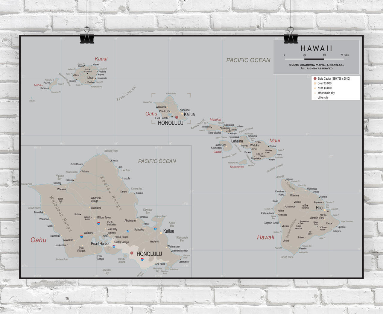 Hawaii Wall Map - Executive, image 1, World Maps Online