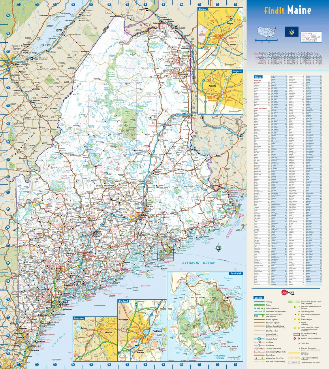 Maine Reference Wall Map, image 1, World Maps Online