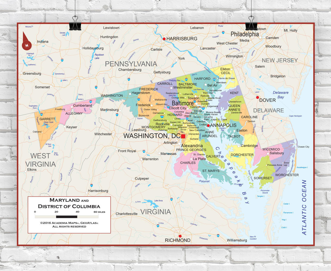 Maryland Wall Map - Political, image 1, World Maps Online