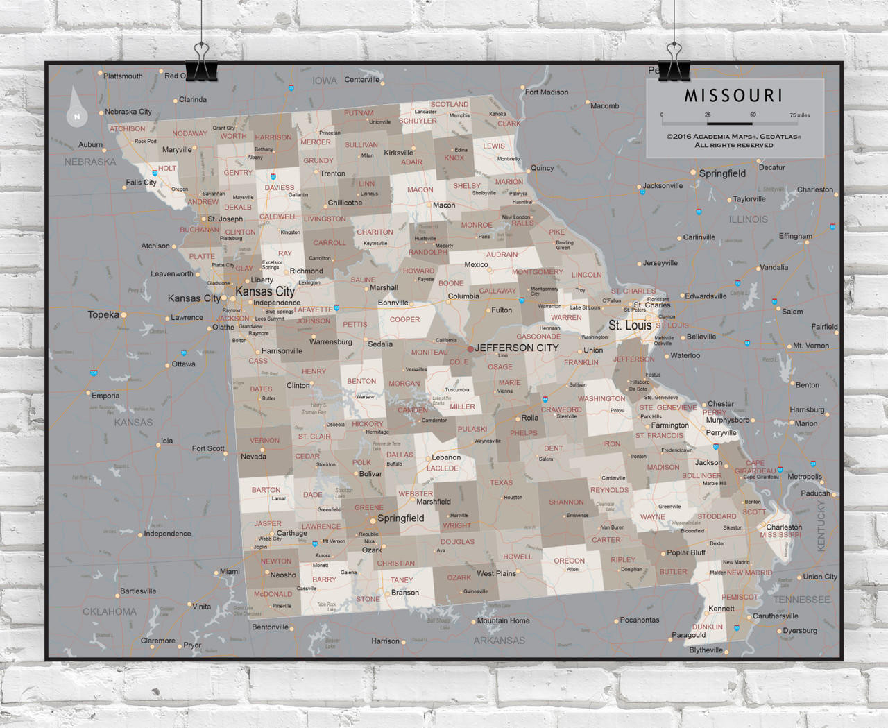 Missouri Wall Map - Executive, image 1, World Maps Online